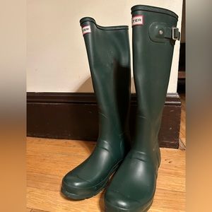 Hunter Original Tall Rain Boots: Green
